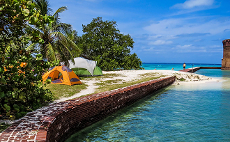 photo of exclusive campsites on the beach of dry Tortugas